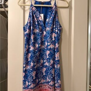 Floral Blue Sleeveless Dress